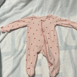 Pink checkered and strawberry carters sleep and play. Newborn.